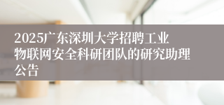 2025广东深圳大学招聘工业物联网安全科研团队的研究助理公告