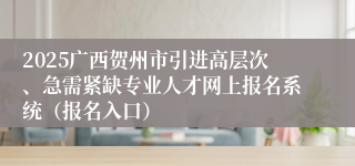 2025广西贺州市引进高层次、急需紧缺专业人才网上报名系统（报名入口）