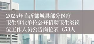 2025年临沂郯城县部分医疗卫生事业单位公开招聘卫生类岗位工作人员公告岗位表（53人）