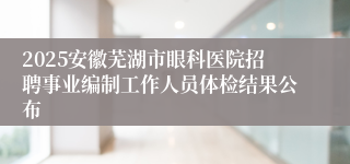 2025安徽芜湖市眼科医院招聘事业编制工作人员体检结果公布