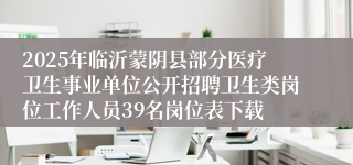 2025年临沂蒙阴县部分医疗卫生事业单位公开招聘卫生类岗位工作人员39名岗位表下载