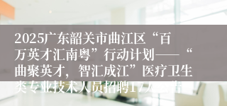 2025广东韶关市曲江区“百万英才汇南粤”行动计划――“曲聚英才，智汇成江”医疗卫生类专业技术人员招聘17人公告