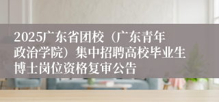 2025广东省团校（广东青年政治学院）集中招聘高校毕业生博士岗位资格复审公告