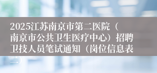 2025江苏南京市第二医院（南京市公共卫生医疗中心）招聘卫技人员笔试通知（岗位信息表二）