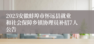 2025安徽蚌埠市怀远县就业和社会保障乡镇协理员补招7人公告