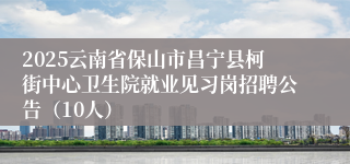 2025云南省保山市昌宁县柯街中心卫生院就业见习岗招聘公告（10人）