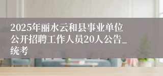 2025年丽水云和县事业单位公开招聘工作人员20人公告_统考