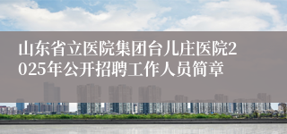 山东省立医院集团台儿庄医院2025年公开招聘工作人员简章