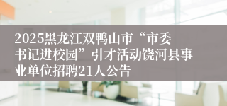 2025黑龙江双鸭山市“市委书记进校园”引才活动饶河县事业单位招聘21人公告