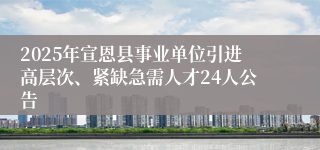2025年宣恩县事业单位引进高层次、紧缺急需人才24人公告
