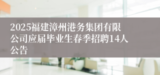 2025福建漳州港务集团有限公司应届毕业生春季招聘14人公告