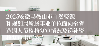 2025安徽马鞍山市自然资源和规划局所属事业单位面向全省选调人员资格复审情况及递补资格复审事项公告