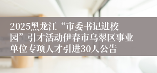 2025黑龙江“市委书记进校园”引才活动伊春市乌翠区事业单位专项人才引进30人公告