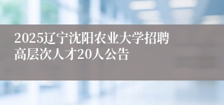 2025辽宁沈阳农业大学招聘高层次人才20人公告
