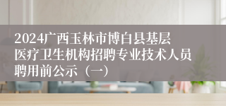 2024广西玉林市博白县基层医疗卫生机构招聘专业技术人员聘用前公示（一）