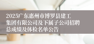 2025广东惠州市博罗县建工集团有限公司及下属子公司招聘总成绩及体检名单公告