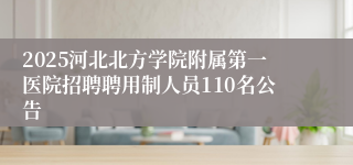 2025河北北方学院附属第一医院招聘聘用制人员110名公告