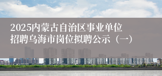 2025内蒙古自治区事业单位招聘乌海市岗位拟聘公示（一）