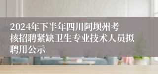 2024年下半年四川阿坝州考核招聘紧缺卫生专业技术人员拟聘用公示