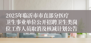 2025年临沂市市直部分医疗卫生事业单位公开招聘卫生类岗位工作人员取消及核减计划公告