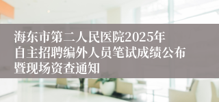 海东市第二人民医院2025年自主招聘编外人员笔试成绩公布暨现场资查通知