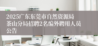 2025广东东莞市自然资源局茶山分局招聘2名编外聘用人员公告
