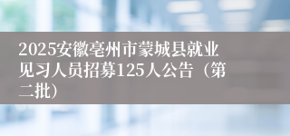 2025安徽亳州市蒙城县就业见习人员招募125人公告（第二批）