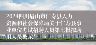 2024四川眉山市仁寿县人力资源和社会保障局关于仁寿县事业单位考试招聘人员第七批拟聘用人员公示