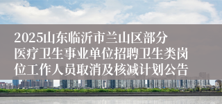 2025山东临沂市兰山区部分医疗卫生事业单位招聘卫生类岗位工作人员取消及核减计划公告