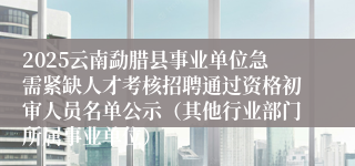 2025云南勐腊县事业单位急需紧缺人才考核招聘通过资格初审人员名单公示（其他行业部门所属事业单位）