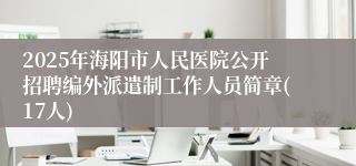 2025年海阳市人民医院公开招聘编外派遣制工作人员简章(17人)