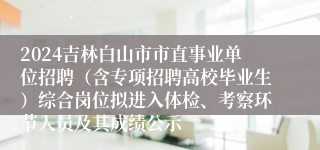 2024吉林白山市市直事业单位招聘（含专项招聘高校毕业生）综合岗位拟进入体检、考察环节人员及其成绩公示