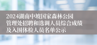 2024湖南中坡国家森林公园管理处招聘和选调人员综合成绩及入围体检人员名单公示