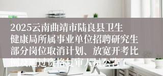 2025云南曲靖市陆良县卫生健康局所属事业单位招聘研究生部分岗位取消计划、放宽开考比例及通过资格复审人员公告