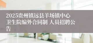 2025贵州镇远县羊场镇中心卫生院编外合同制 人员招聘公告