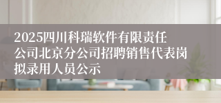 2025四川科瑞软件有限责任公司北京分公司招聘销售代表岗拟录用人员公示