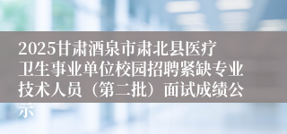 2025甘肃酒泉市肃北县医疗卫生事业单位校园招聘紧缺专业技术人员（第二批）面试成绩公示