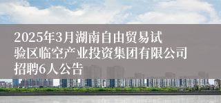 2025年3月湖南自由贸易试验区临空产业投资集团有限公司招聘6人公告