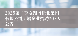 2025第二季度湖南盐业集团有限公司所属企业招聘207人公告