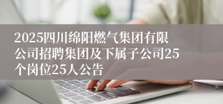2025四川绵阳燃气集团有限公司招聘集团及下属子公司25个岗位25人公告