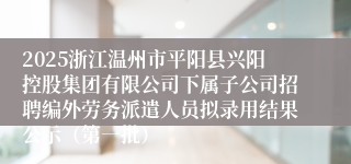 2025浙江温州市平阳县兴阳控股集团有限公司下属子公司招聘编外劳务派遣人员拟录用结果公示（第一批）