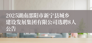 2025湖南邵阳市新宁县城乡建设发展集团有限公司选聘8人公告