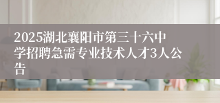 2025湖北襄阳市第三十六中学招聘急需专业技术人才3人公告