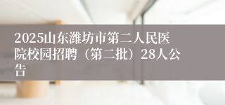 2025山东潍坊市第二人民医院校园招聘（第二批）28人公告