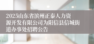 2025山东省滨州正泰人力资源开发有限公司为阳信县信城街道办事处招聘公告