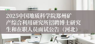 2025中国地质科学院郑州矿产综合利用研究所招聘博士研究生和在职人员面试公告（河北）