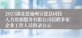 2025湖北恩施州宣恩县园投人力资源服务有限公司招聘多家企业工作人员拟录公示
