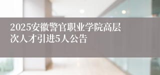 2025安徽警官职业学院高层次人才引进5人公告