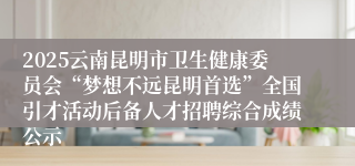 2025云南昆明市卫生健康委员会“梦想不远昆明首选”全国引才活动后备人才招聘综合成绩公示