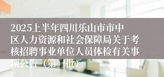 2025上半年四川乐山市市中区人力资源和社会保障局关于考核招聘事业单位人员体检有关事项公告（第一批）